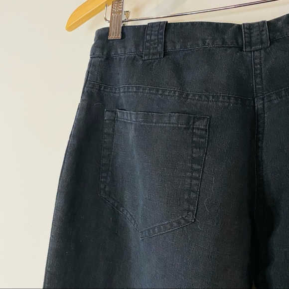 Vintage JIGSAW Black Linen Wide Leg Pants Size 6 - Picture 3 of 6